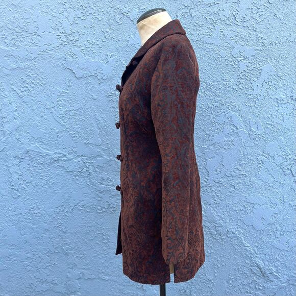 Vintage Brocade jacket Size medium Long line Y2k Asian details - Picture 4 of 6
